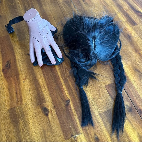 Dog Wednesday Addams Wig Thing Hand Halloween Dog Costume Addams